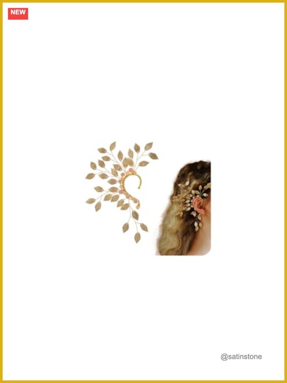 Handmade Alloy Right Elf Ear Cuff Earrings No Piercing Fairy Leaf Ear Clip